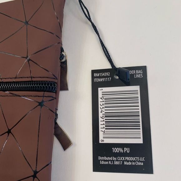 Geometric Four Pocket Crossbody Handbag – Chocolate Brown - Picture 3 of 9